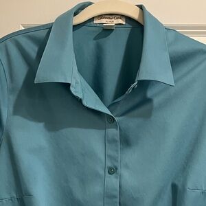 Coldwater Creek Long Sleeve Button Down Preppy Shirt Oxford Shirt Blue